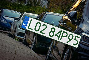 Tablice z zielonymi napisami na kolejnych autach. Nie chodzi o "elektryki"-17446